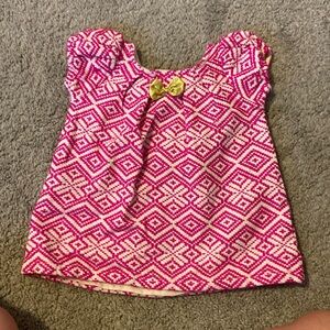 Pink white with gold bow 18 month old dress
